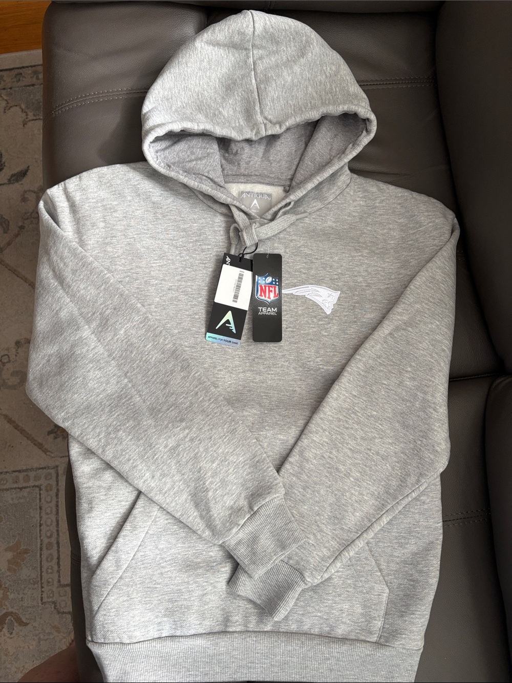 New England Patriots Women’s SM Gray Pullover Hoodie - NFL Team Hoodie